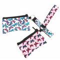 Custom Design Butterfly Prints Small Wallet Card Holders with Keychain Holder Neoprene ID Card Pouch with Wristlet