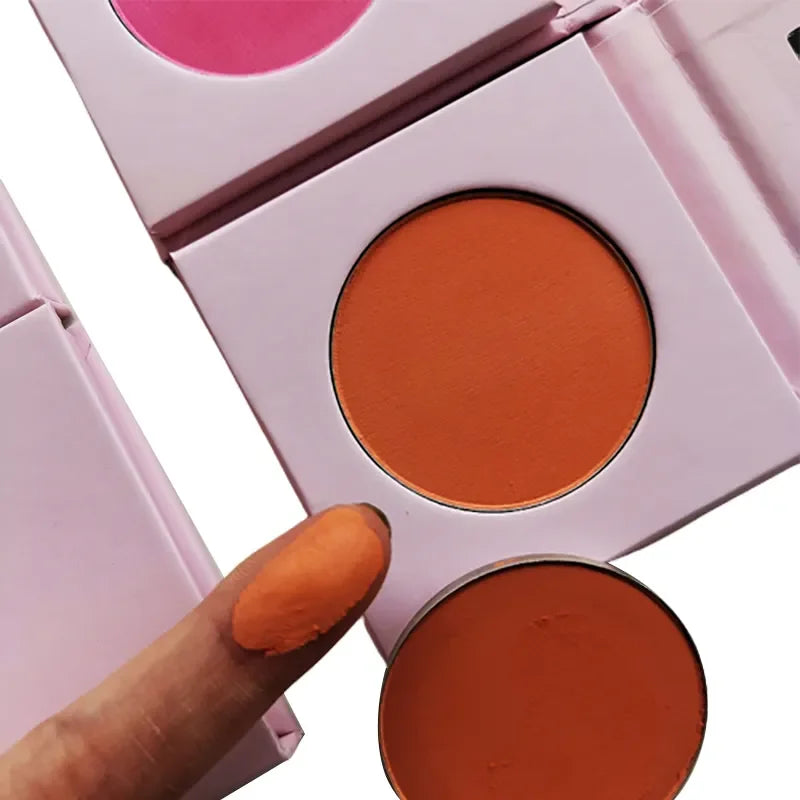 Cute Makeup 5 Color Round Hole Private Label Single Blush Palette Rose Orange Pink Shimmer Matte Pressed Powder Blusher