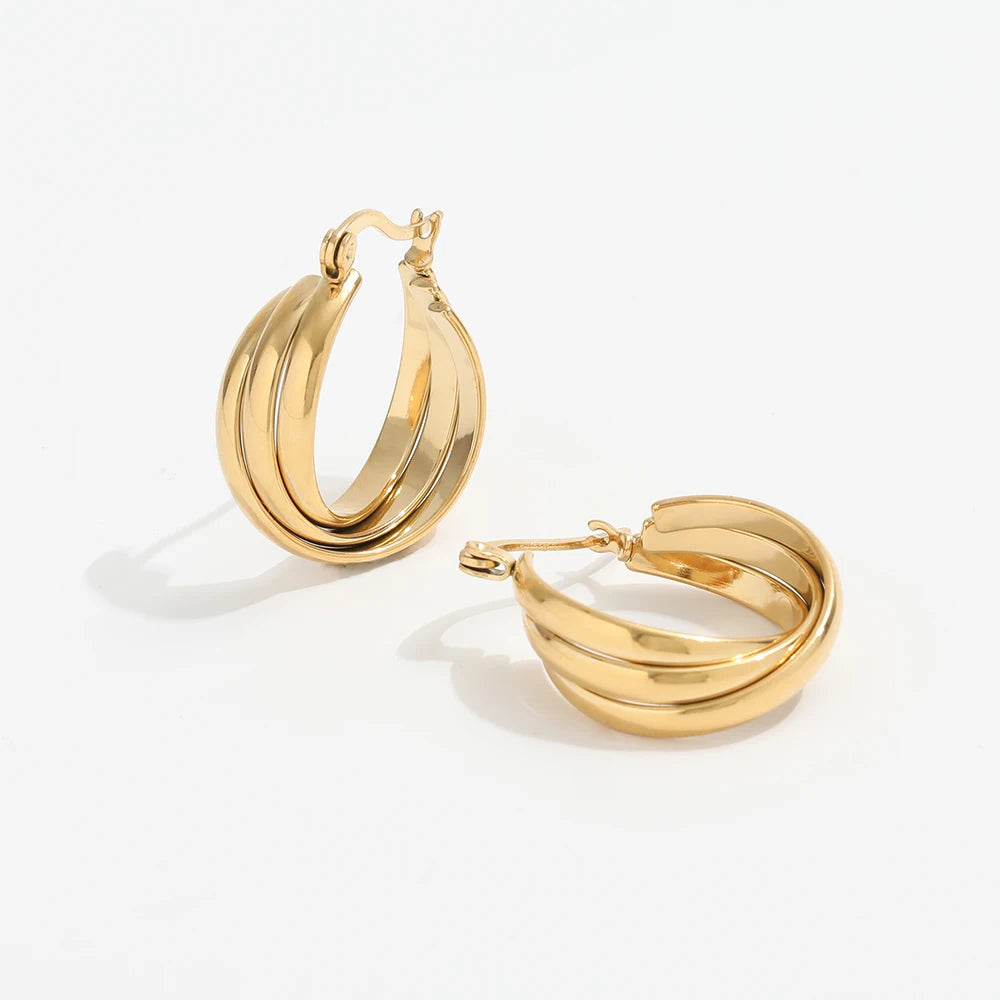 Joolim Jewelry Elegant Twisted Stainless Steel Earring Waterproof Cross Earrings  for Women Jewelry