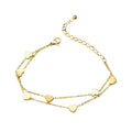 Trendy Classy Bracelets Heart Double Layer Bracelets Women 18K Gold Plated Jewelry