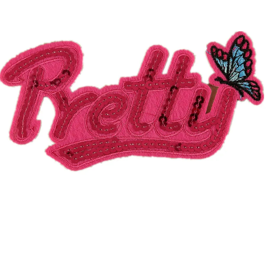 10pcs Sequins Applique Random Styles Love Embroidered Fabric Iron-on Sequin Letter Patches