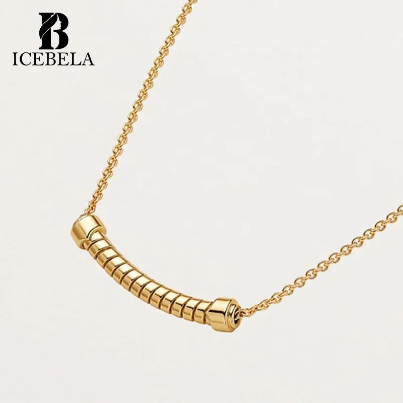 Wholesale Minimalist Light Luxury 925 Silver Spiral Bar Fashion Fine Jewelry Korean Pendant Necklaces for Women