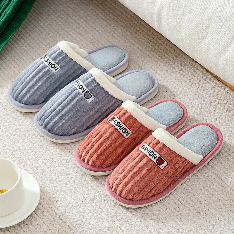 Wholesale Winter Cute Cartoon Bear Corduroy Floor Slippers for Home Warmth Indoor Cotton Slippers