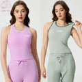 Custom Logo Solid Color Women's Sports Vest Outdoor Running Yoga Top  Plus Size  With Removable Pads