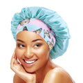 Wide Band Elastic Floral Printed Washing Make up Bonnets Woman Satin Lined Bonnet With Logo