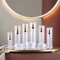 Multi-Size Golden Acrylic Transparent Lid Pump Head Lotion Skin Care Product Jar Bottle Set for Cosmetic Packaging & Wig Storage