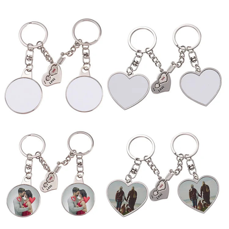 RubySub Metal I LOVE YOU Couple Keychains Sublimation Keychain Blanks for Valentine's Day