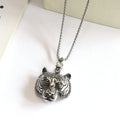 Animal Lover Jewelry Oxidized Mens Necklace Solid Stainless Steel Wild Tiger Pendant Necklace Gift for Him