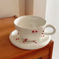 MSH 300ml Cherry Embossed Modern Sleek Style Porcelain Coffee Cup Saucer