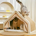 Cat Scratcher House Pet Tent Cozy Playing Cats Cave Bed Semi Closed Cat Nest for Pet Supplies Small Medium Large Kitty