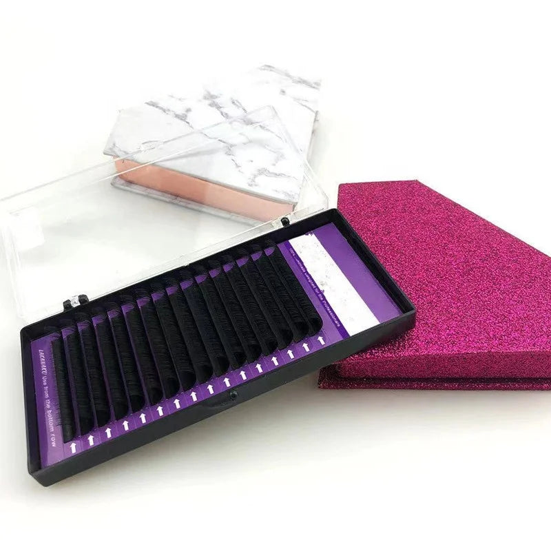Wholesale Professional  Individual Korea Pbt Fiber Eyelash Extension Classic Volume Lash Extensions C D CC DD Curls Lash Trays