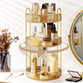 Luxury 3 Tier Spinning Skincare Storage 360Â° Rotating Makeup Organizer for Perfume Vanity Cosmetics