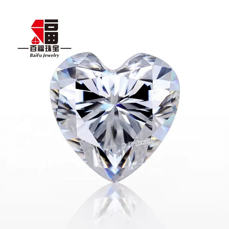 Baifu Jewelry  Top Quality VVS DEF Loose White Heart Moissanite Diamonds