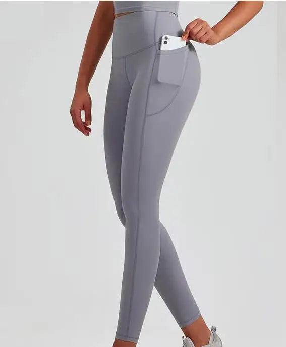 High Waist Butt Lift  Fitness Seamless Breathable Yoga Leggings for Women Drawstring Closure Sportswear Pants with Pockets