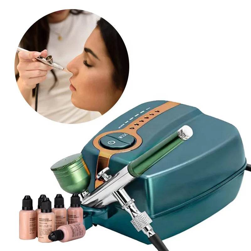 Custom Temporary Tattoo Manicure Cake Decorating Makeup Mini Electric Airbrush Compressor Kit-Eco-Friendly Portable Dual Action