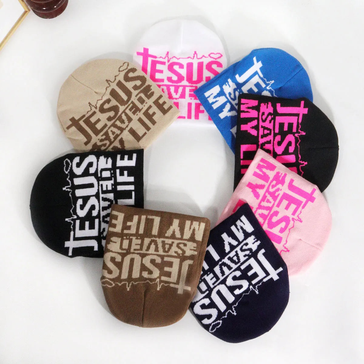 Manufacturer's New Arrival 1PC Autumn Unisex Knitted Hat "JESUS SAVED MY LIFE" Slogan for Outdoor Sports Like Cycling Skiing