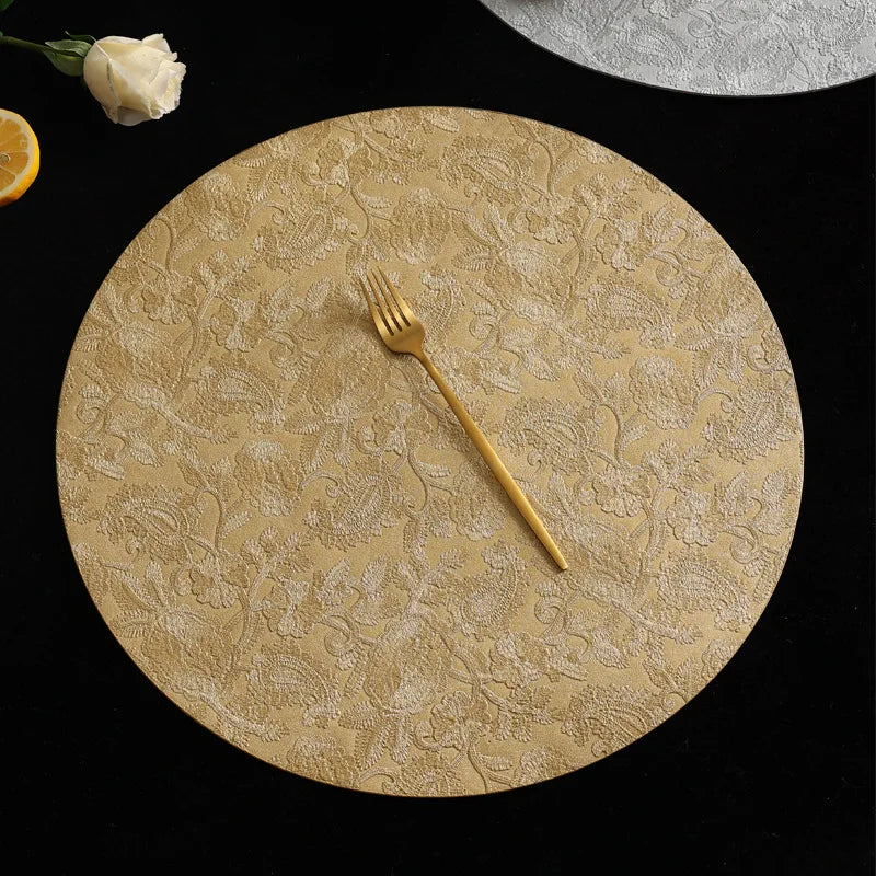 Wholesale 3D Flower Faux Leather Dining Table Mat Luxury Modern Wedding Waterproof PU Leather Placemats for Kitchen Hotel