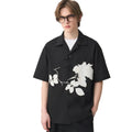 Custom Fashion 100% Silk Cotton Black T Shirt High Streetwear Vintage Short Sleeve Button up Casual Silk Satin Shirts for Men