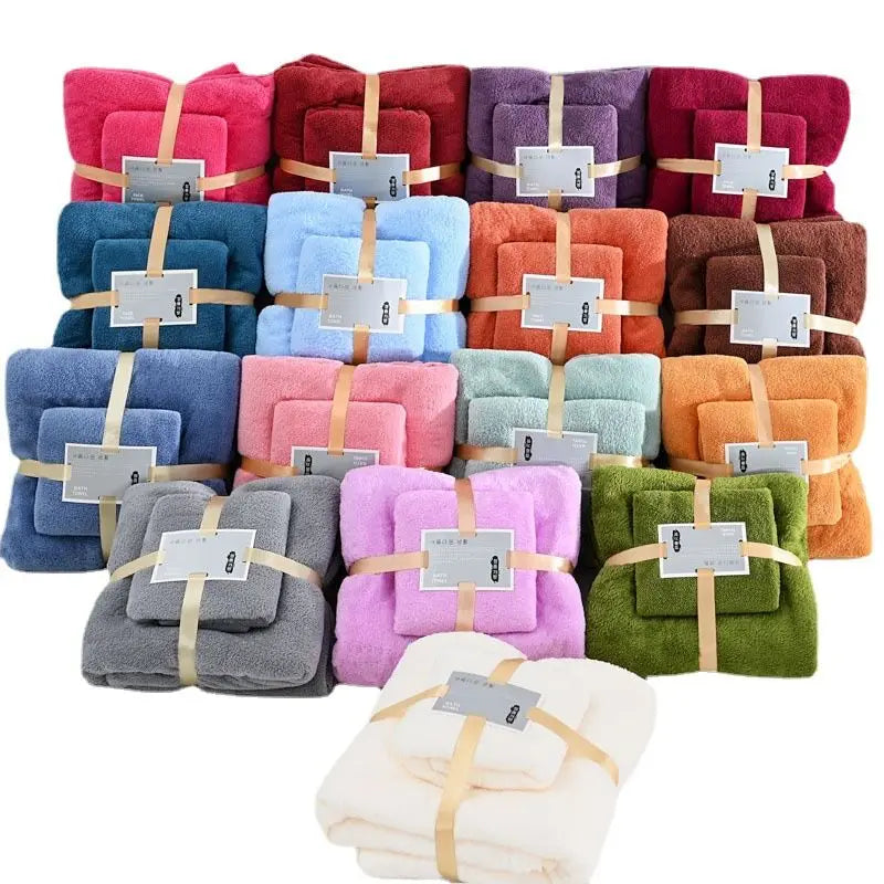 Wholesale Custom Logo Coral Fleece Washcloth Bath Face Towel Soft Absorbent Bath Towel Gift Sets