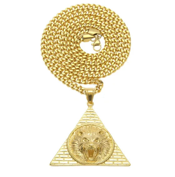 DAICY 18K Gold Stainless Steel Egyptian Pendant Necklace Hot Sale Hip Hop Diamond Pyramid Fashionable Pendants & Charms Yiwu