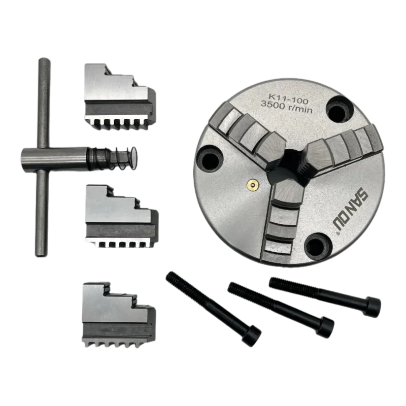 SANOU Brand 3 Jaw Self Centering Chuck 100mm Front Mount Mini Lathe Chuck K11-100F Manual Scroll Chuck Price for Mini Lathe