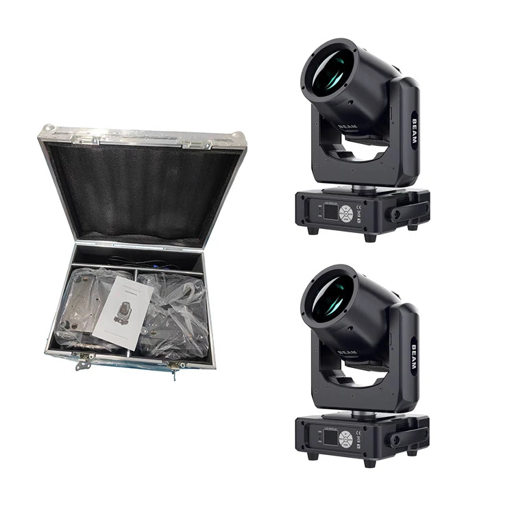 2Pcs Mini 7R 230W Spot Prism Dmx512 Moving Head Beam Light Packed in Flight Case