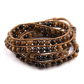 6mm Women Men Beautiful Korea Wax lava Gemstone Beads Long Wrap tiger Eye Bracelet 4 Wrap Bracelet
