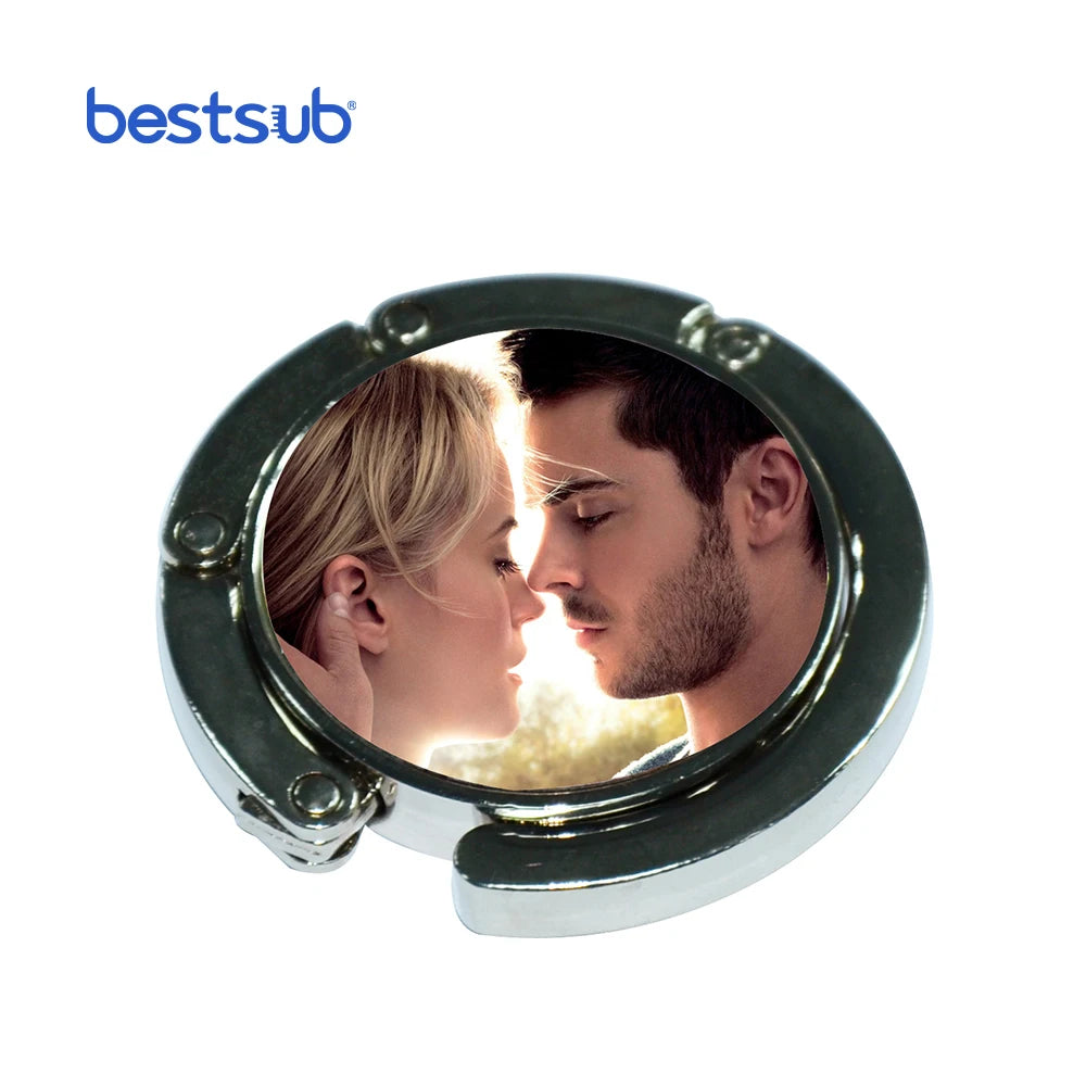 Bestsub Wholesale Custom Round Bag Hanger Keyrings Keychains Sublimation Blanks Metal Keychain Blank