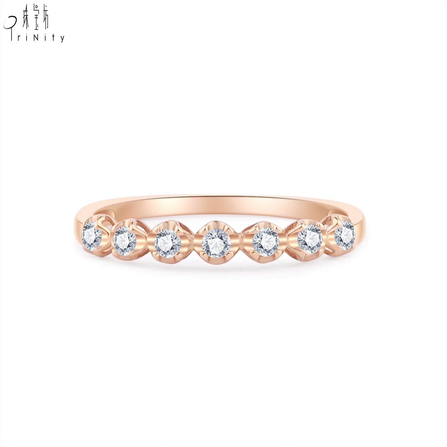 Hot Selling Trendy Simple Design Fine Jewelry Diamond Ring 18K Solid White Gold Natural Diamond Ring Valentine's Gift For Girls