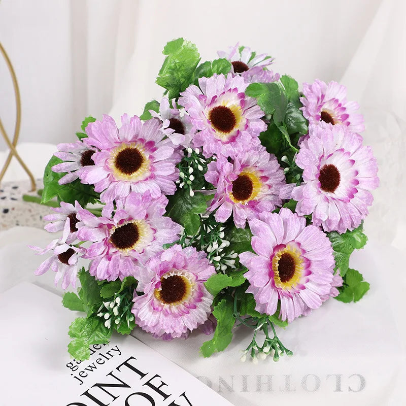 Handmade Realistic Silk Gerbera Daisy Flower Bunches Factory Direct Sale for Garden Home Decoration