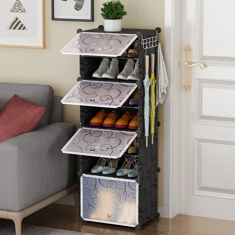 Shoe Rack 7 Tier Shoe Cupboard Storage Cabinet pp Plastic Shoe Racks Storage Organizer Waterproof and Dustproof