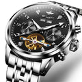 Oupinke 3248 Oem Wrist Watches Men  Automatic Mens Luxury Watch Stainless Steel Case Three Eyes Chronograph Wristwatch
