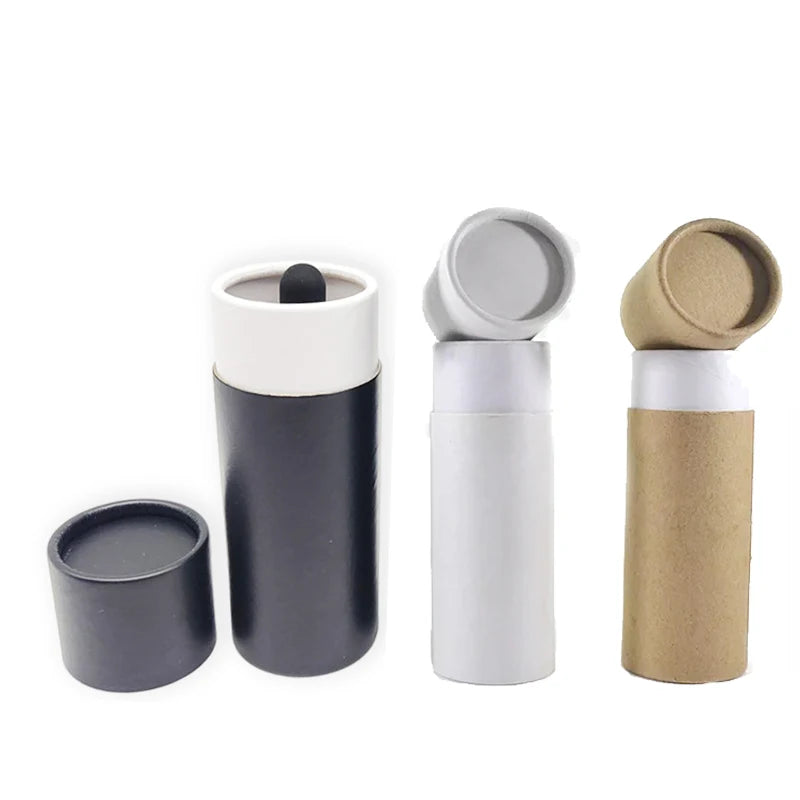 Cosmetic Packaging 30ml 50ml 100ml Recycled Round Kraft Cardboard Boxes White Brown Black Paper Tube for Essential Oil Bottle
