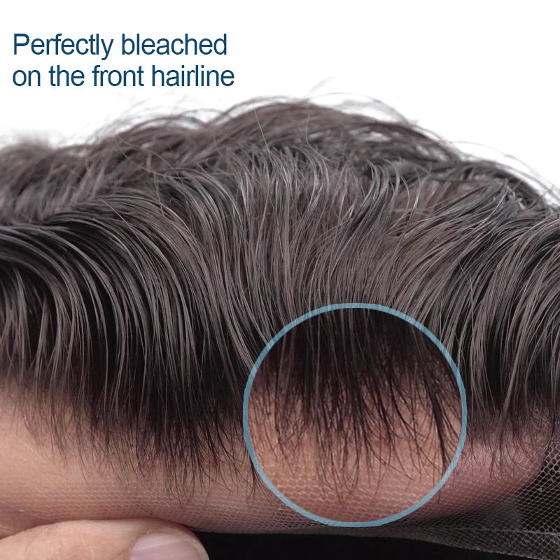 Wholesale Natural Lace Pu Men Toupee 100% Human Hair Man Weave Wigs Hairpieces Unit Patch System Replacement for Men