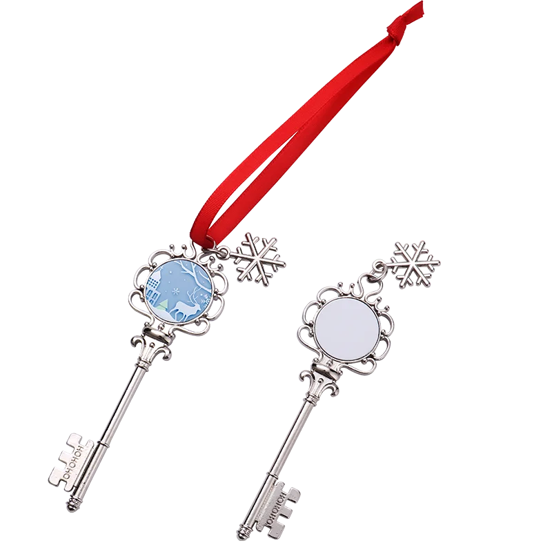RubySub Double Sides Metal Christmas Snowflake Santa Keys Sublimation Blank Christmas Ornaments