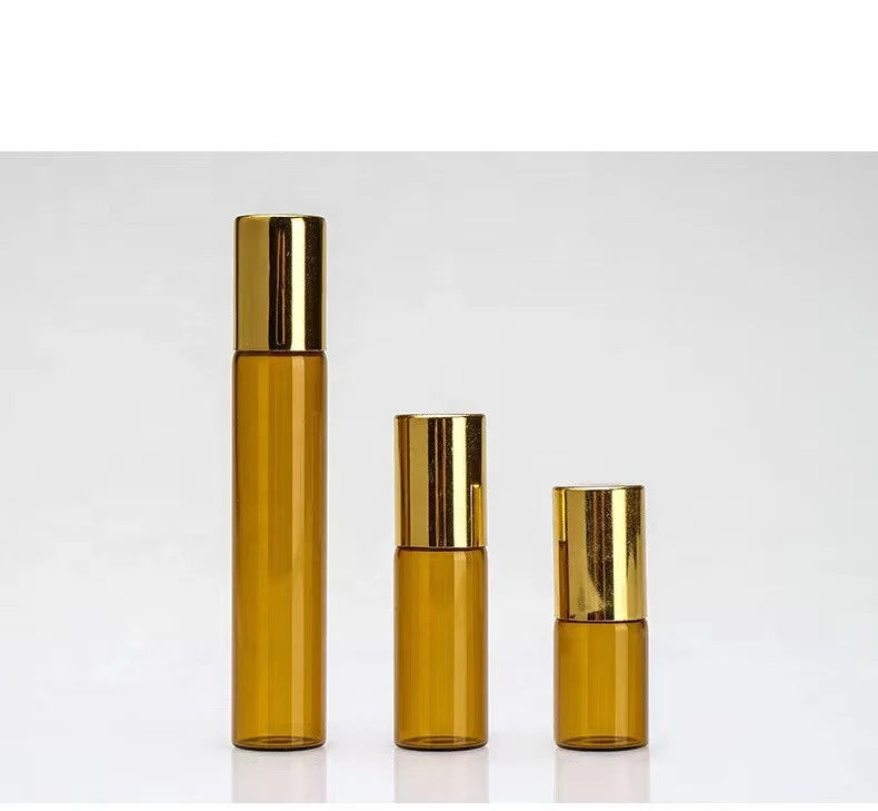 Wholesale Portable Cosmetics Tawny Ball Glass Bottle 3ml 5ml 10ml Essential Oils Sub Packaging Sample Bead Bottle Shampoo Wigs