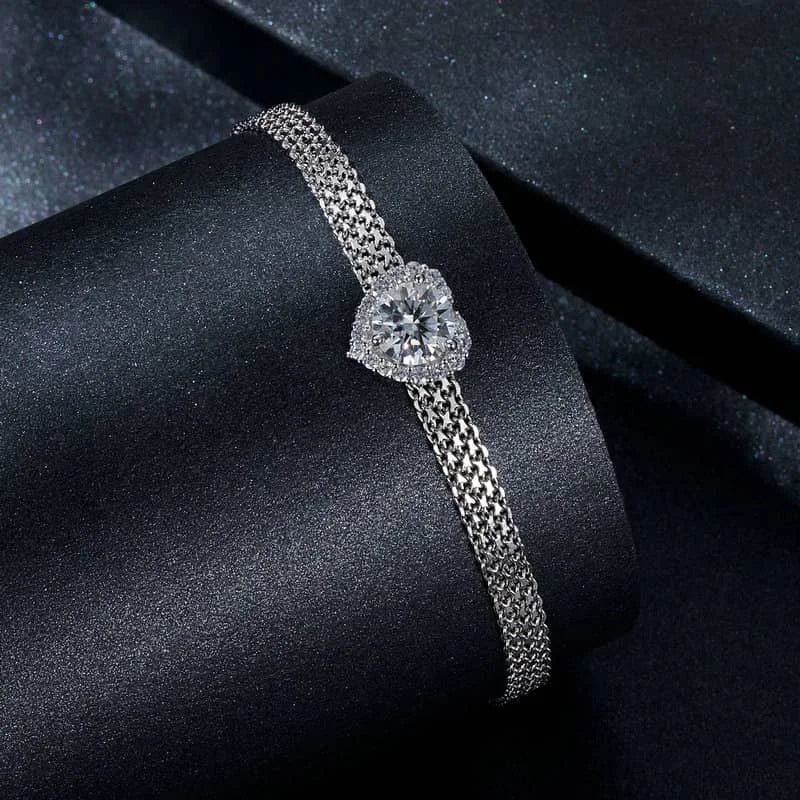 Fine Jewelry 925 Sterling Silver Fashion Jewelry Bangles for Woman Wholesale Romantic Love Moissanite Braided Bracelets