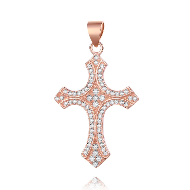 POLIVA 3A Cubic Zirconia Rose Gold Plated Pendants Fashion Women Sterling Silver 925 Cross Pendant