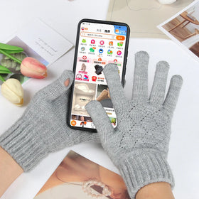 Unisex Winter Warm Knitted Gloves Winter Thick Woolen Touch Screen Skiing Gloves