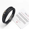 Bracelets Luxury With Box Greeting Cards stainless steel Alloy Accessories Charms Black Leather Bracelet Mens Gift