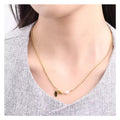 Chris April 316L Stainless Steel PVD Plated Minimalist Olive Beads Chain Natural Pearl Necklace with logo