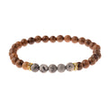 Gold Plated Trendy Classic Brown Wooden Small Beads Bracelet for Men Handmade Wedding Gift Jewelry