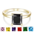 Somen 2CT 925 Sterling Silver Women Engagement Rings Princess Cut Black Gemstone Cubic Zirconia Wedding Promise Rings Size 3-11