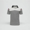 A538 Men's POLO Shirt Custom Woven T-Shirt With Striped Print Loose Lapel and Short-sleeved Sports Style