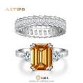 4CT Emerald Cut Moissanite Ring S925 Sterling Silver Engagement Fine Jewelry Moissanite Gold Ring