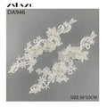 White 3D Lace Applique with Diamond Pearl Beads Embroidery for Wedding Dress Patch-100% Polyester
