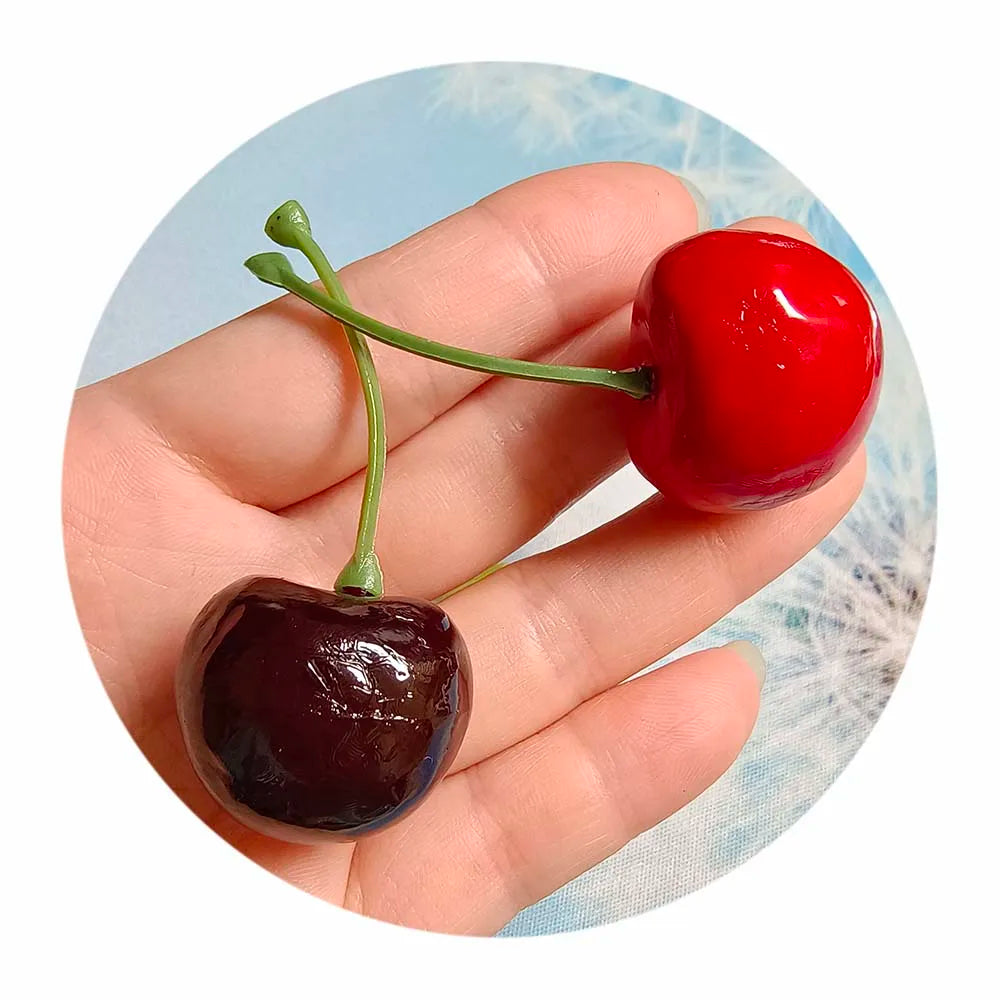 100Pcs/Lot Realistic 30MM Artificial Cherry Ornament Red Black Yellow Cherries Decorations Crafts Kitchen Party Fairy Made Resin