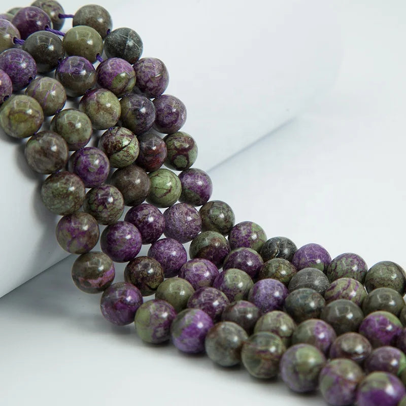 Natural Polishing Healing Atlantisite Stichtite Stone 10mm Beads for Jewelry Making Sugilite Mineral Round Loose Beads