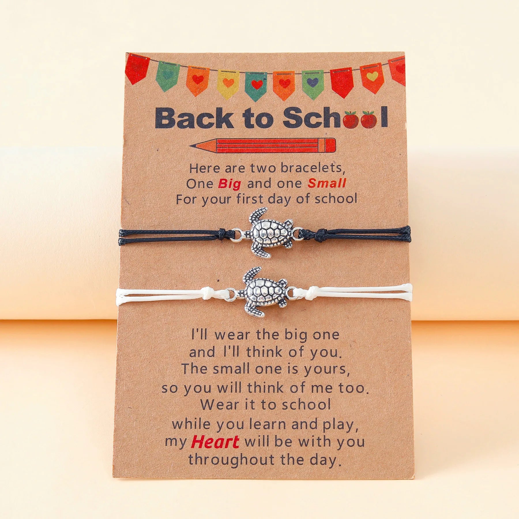 Handmade Adjustable Rope Woven Bracelet Friendship Wish Card Adjustable String Bracelet Turtle
