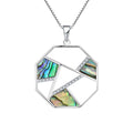 Yh Jewellery 925 Sterling Silver Irregular Square Abalone Shell Round White Cz Pendant Necklace for Women